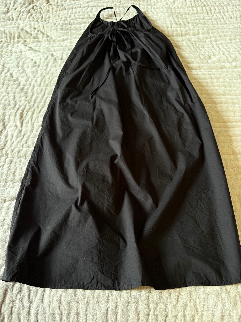 Deiji Studios The Simple Dress In Black Organic Poplin Square Neck Halter Strap — image 8 of 8